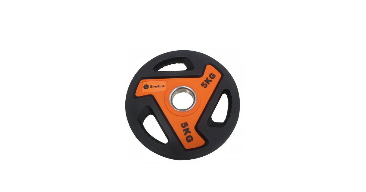 Sveltus Olympique Starting Disc 5kg - Black Rubber Weight Plate With Handles For Olympic Bars
