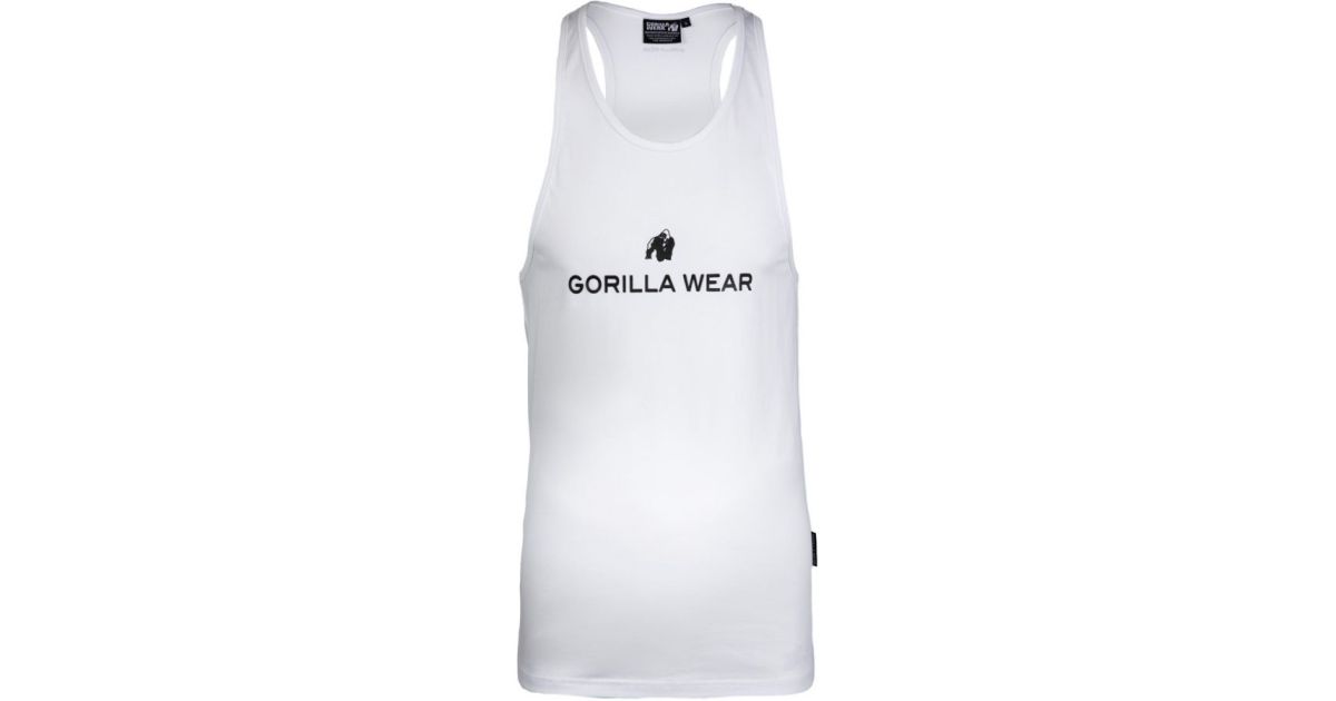Gorilla Wear Carter Stretch Tank Top Canotta Uomo - Bianca, Morbida Ed Elastica Per Allenamento E Palestra