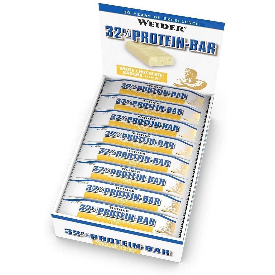Weider 32% Protein Bar 60 g fehérje szelet (24db/doboz) - fehércsokoládé-banán