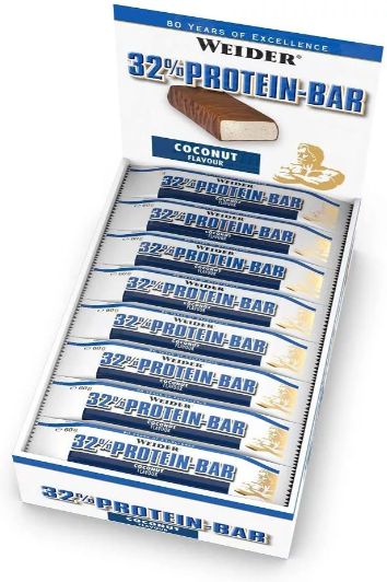 Weider 32% Protein Bar 60 g fehérje szelet (24db/doboz) - kókusz