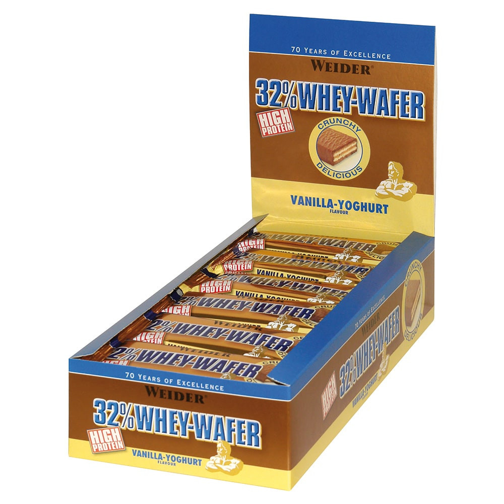Weider 32% Whey-Wafer Bar 35 g fehérje szelet (12db/doboz) - vanília-joghurt