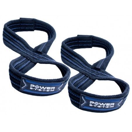 Power System - Lifting Straps Figure 8 Black/Blue - Fitness edzőheveder fekete/kék