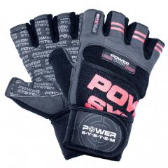 Power System - Gloves Power Grip Red - Professzionális fitness kesztyű piros