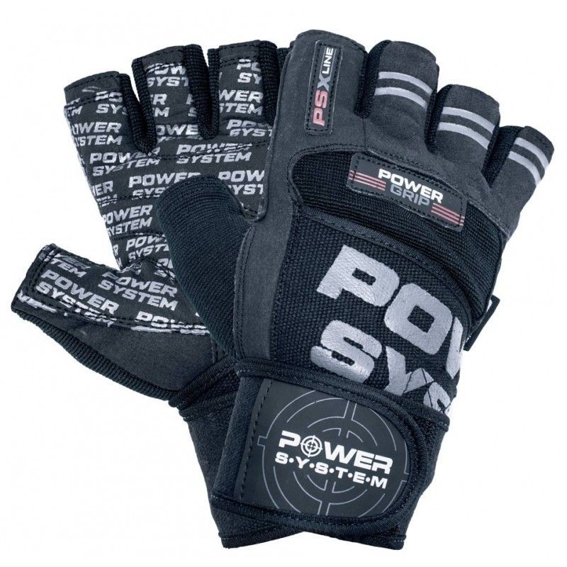 Power System - Gloves Power Grip Black - Professzionális fitness kesztyű fekete