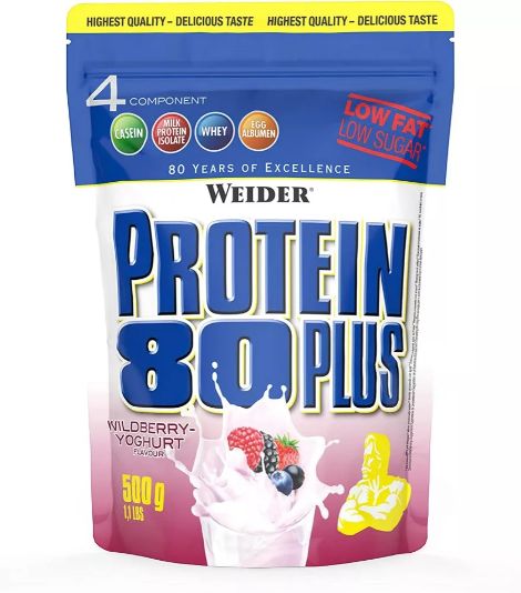 Weider Protein 80 Plus 500g fehérjepor  - Erdeigyümölcs-joghurt