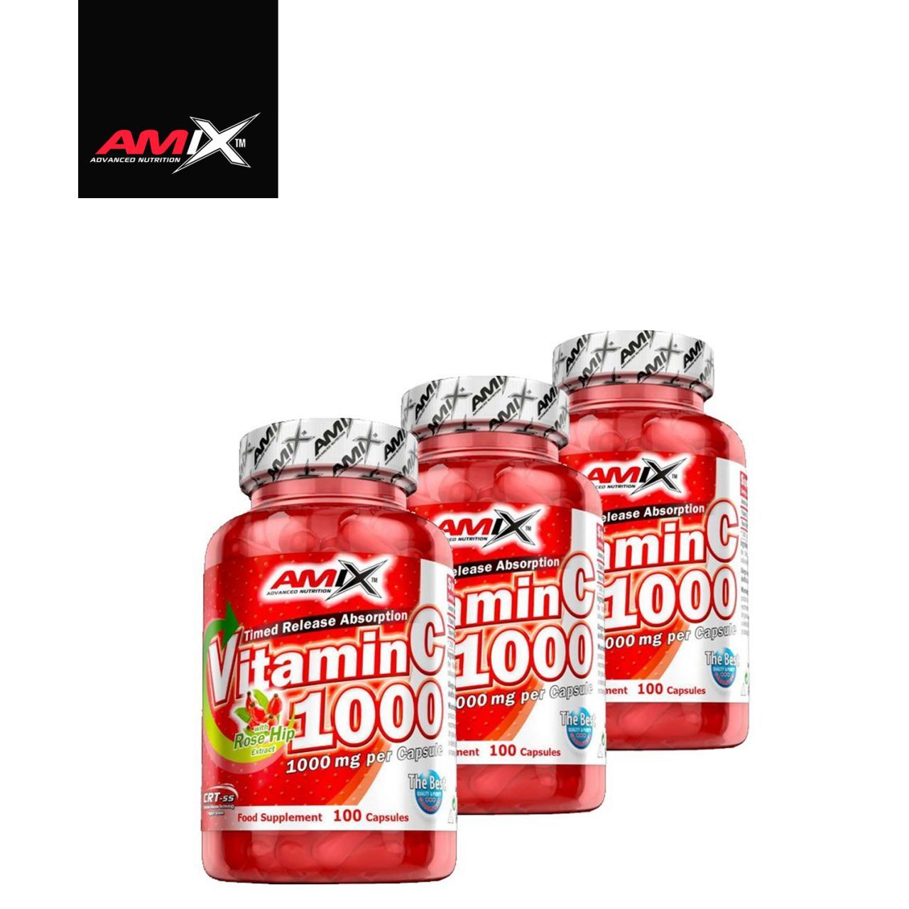 Amix - Vitamin C 1000 With Rose Hip Exract - Timed Release Absorbtion - 3 x 100 kapszula