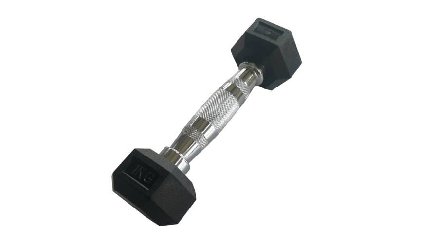 Sveltus Hexagonal dumbbell - Hex hatszögletű egykezes gumírozott fix edzőtermi kézisúlyzó - 1kg