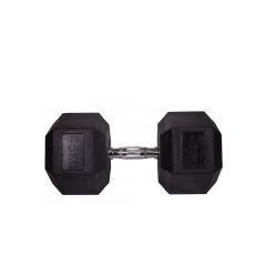 Sveltus Hexagonal dumbbell - Hex hatszögletű egykezes gumírozott fix edzőtermi kézisúlyzó - 45kg