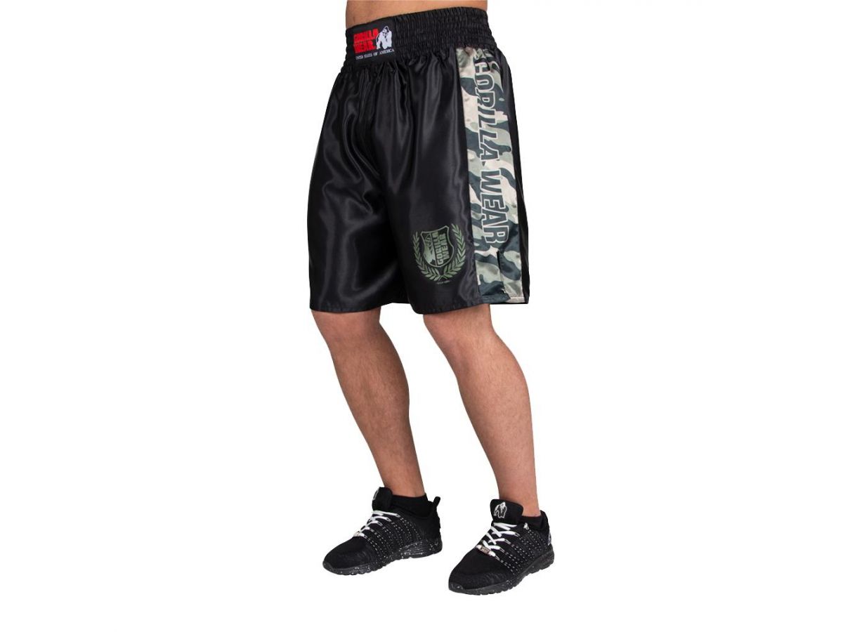 Gorilla Wear - Vaiden Boxing Shorts - Fekete / zöld terepmintás