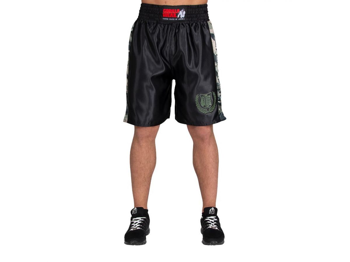 Gorilla Wear - Vaiden Boxing Shorts - Fekete / zöld terepmintás