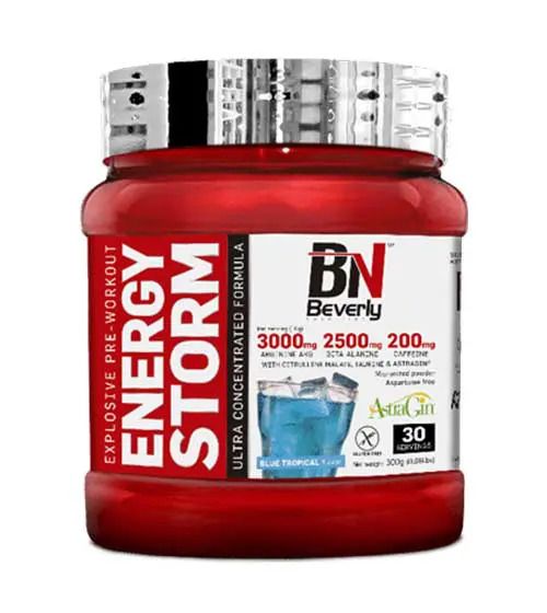 Beverly Nutrition Energy Storm Pre Workout – edzés előtti energizáló – trópusi ízesítésű, 300 g