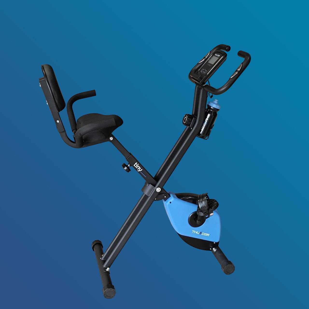 THUNDER - TINY X-BIKE - ÖSSZECSUKHATÓ SZOBABICIKLI HÁTTÁMLÁVAL, 8 FOKOZATÚ ELLENÁLLÁS, LCD KIJELZŐ, 110 KG TERHELHETŐSÉG