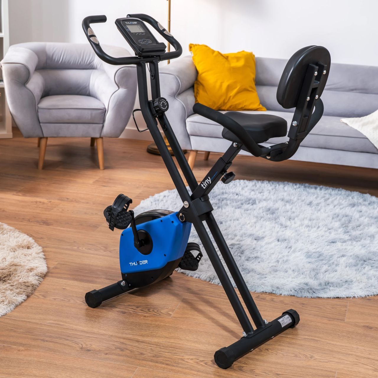 THUNDER - TINY X-BIKE - ÖSSZECSUKHATÓ SZOBABICIKLI HÁTTÁMLÁVAL, 8 FOKOZATÚ ELLENÁLLÁS, LCD KIJELZŐ, 110 KG TERHELHETŐSÉG