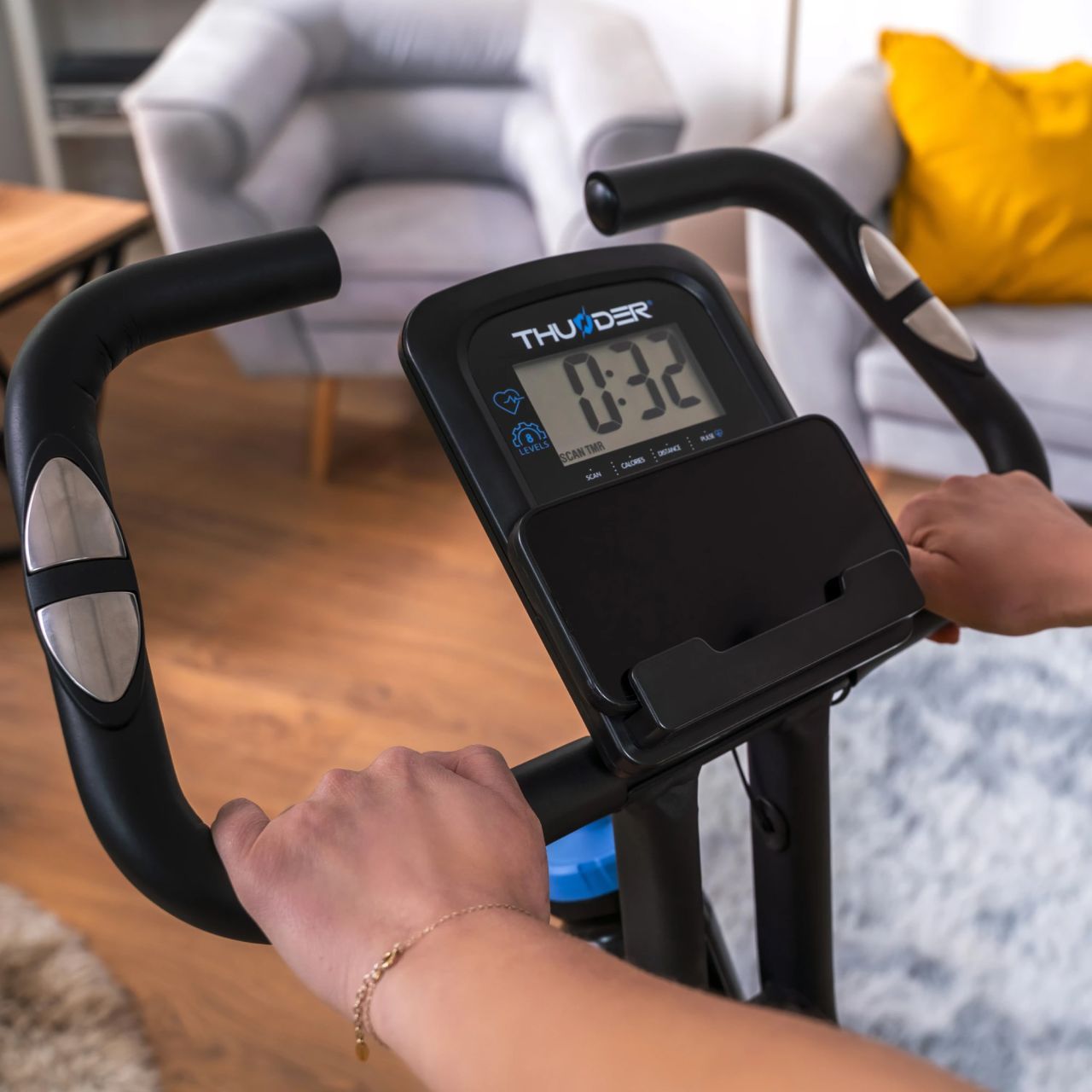 THUNDER - TINY X-BIKE - ÖSSZECSUKHATÓ SZOBABICIKLI HÁTTÁMLÁVAL, 8 FOKOZATÚ ELLENÁLLÁS, LCD KIJELZŐ, 110 KG TERHELHETŐSÉG