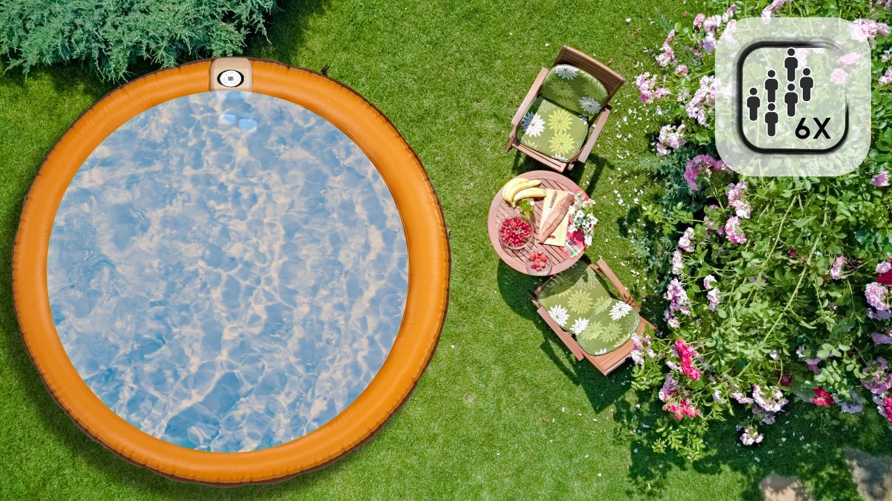 THUNDER - MOCHA SPA - VÍZMELEGÍTŐS FELFÚJHATÓ HIDROMASSZÁZS MEDENCE 130 FÚVÓKÁS JACUZZI RENDSZERREL - 205 x 65 CM