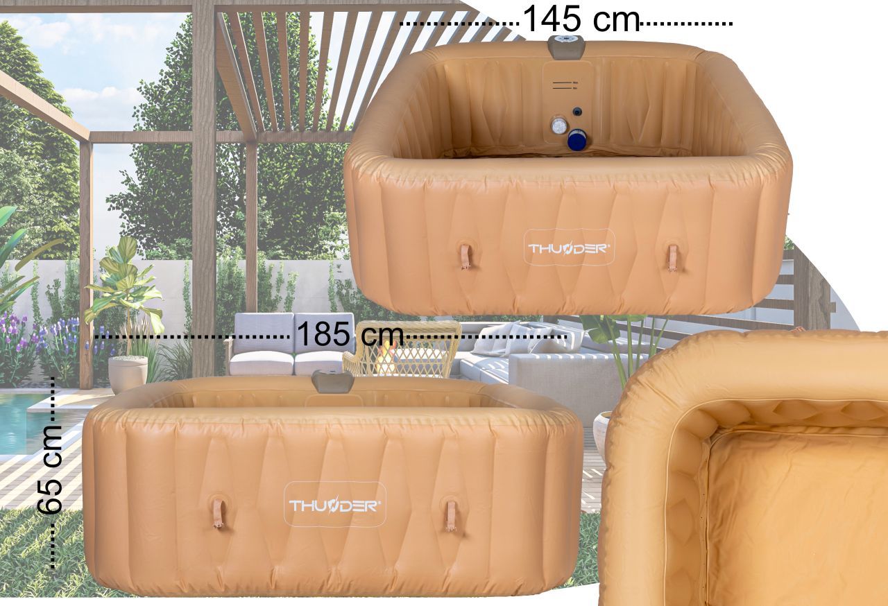 THUNDER - FRAPPE SPA - VÍZMELEGÍTŐS FELFÚJHATÓ HIDROMASSZÁZS MEDENCE 130 FÚVÓKÁS JACUZZI RENDSZERREL - 185 x 185 x 65 CM THUNDER - FRAPPE SPA - VÍZMELEGÍTŐS FELFÚJHATÓ HIDROMASSZÁZS MEDENCE 130 FÚVÓKÁS JACUZZI RENDSZERREL - 185 x 185 x 65 CM
