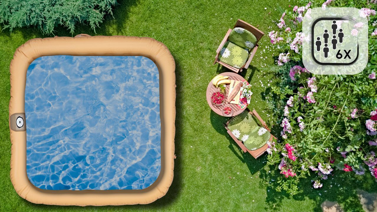 THUNDER - FRAPPE SPA - VÍZMELEGÍTŐS FELFÚJHATÓ HIDROMASSZÁZS MEDENCE 130 FÚVÓKÁS JACUZZI RENDSZERREL - 185 x 185 x 65 CM THUNDER - FRAPPE SPA - VÍZMELEGÍTŐS FELFÚJHATÓ HIDROMASSZÁZS MEDENCE 130 FÚVÓKÁS JACUZZI RENDSZERREL - 185 x 185 x 65 CM