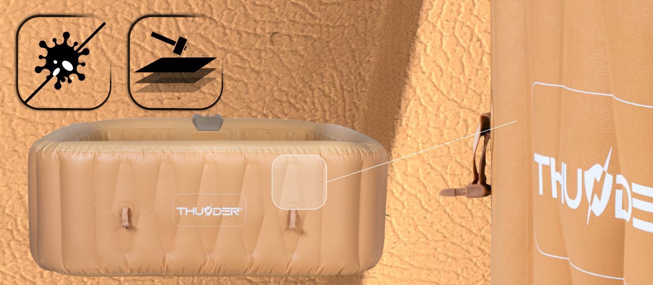 THUNDER - FRAPPE SPA - VÍZMELEGÍTŐS FELFÚJHATÓ HIDROMASSZÁZS MEDENCE 130 FÚVÓKÁS JACUZZI RENDSZERREL - 185 x 185 x 65 CM THUNDER - FRAPPE SPA - VÍZMELEGÍTŐS FELFÚJHATÓ HIDROMASSZÁZS MEDENCE 130 FÚVÓKÁS JACUZZI RENDSZERREL - 185 x 185 x 65 CM