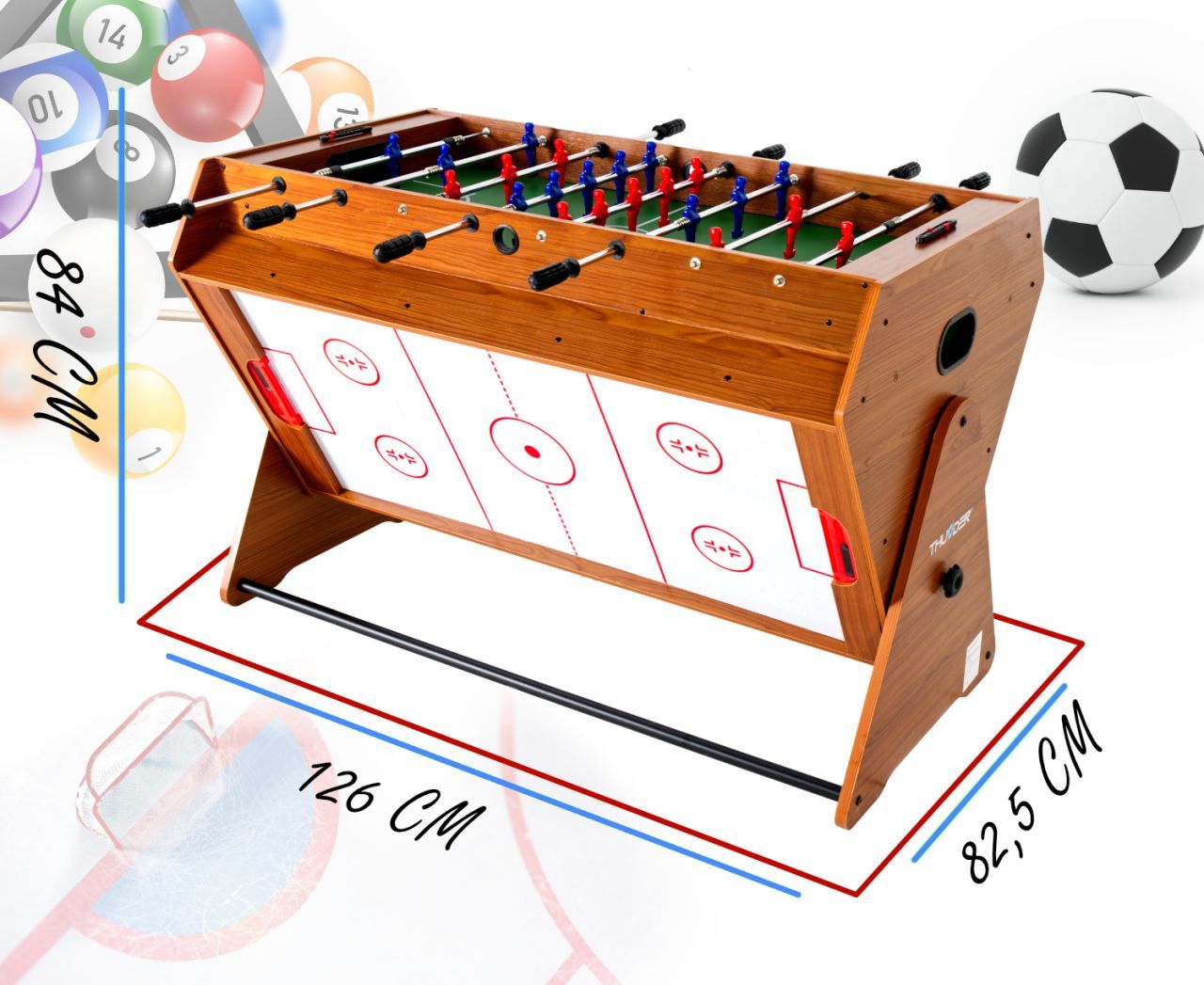 THUNDER - SMART SWIVEL GAME TABLE - 3 AZ 1-BEN FORGATHATÓ BILIÁRD-, CSOCSÓ- ÉS LÉGHOKI ASZTAL THUNDER - SMART SWIVEL GAME TABLE - 3 AZ 1-BEN FORGATHATÓ BILIÁRD-, CSOCSÓ- ÉS LÉGHOKI ASZTAL