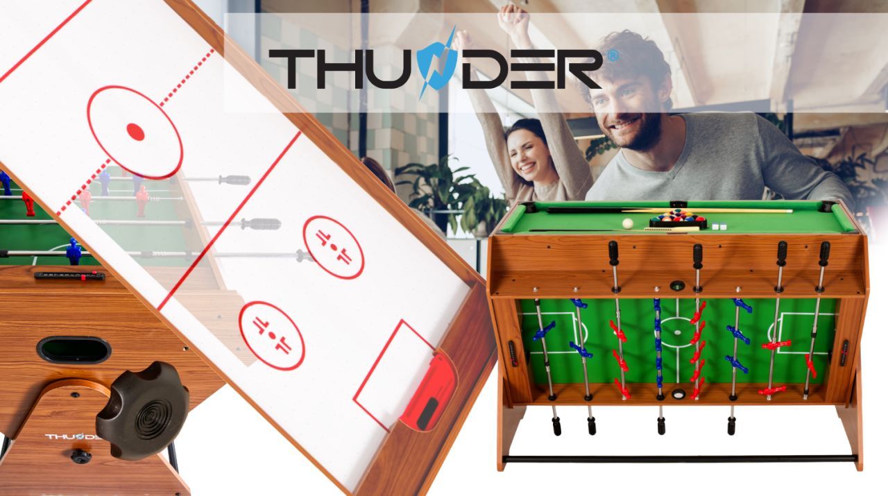 THUNDER - SMART SWIVEL GAME TABLE - 3 AZ 1-BEN FORGATHATÓ BILIÁRD-, CSOCSÓ- ÉS LÉGHOKI ASZTAL THUNDER - SMART SWIVEL GAME TABLE - 3 AZ 1-BEN FORGATHATÓ BILIÁRD-, CSOCSÓ- ÉS LÉGHOKI ASZTAL