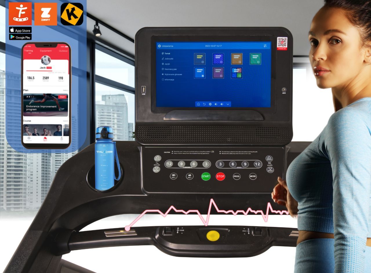 THUNDER - IGNITE - PRÉMIUM EDZŐTERMI FUTÓPAD 22 KM/H VÉGSEBESSÉGGEL, 15,6" TFT KIJELZŐVEL, 220 KG TESTSÚLYIG THUNDER - IGNITE - PRÉMIUM EDZŐTERMI FUTÓPAD 22 KM/H VÉGSEBESSÉGGEL, 15,6" TFT KIJELZŐVEL, 220 KG TESTSÚLYIG