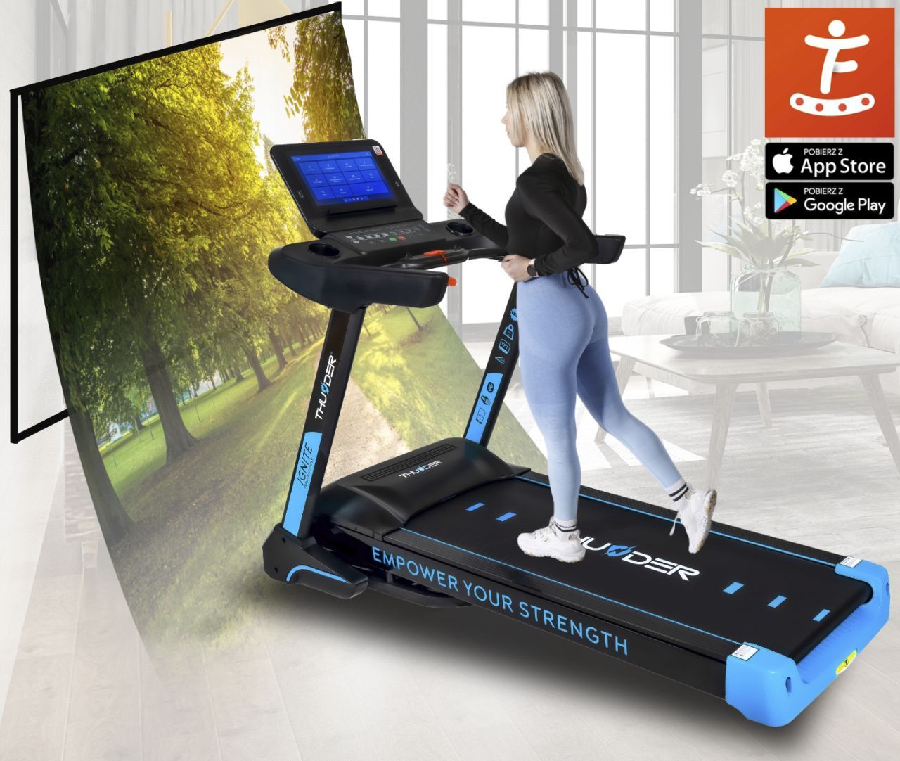 THUNDER - IGNITE - PRÉMIUM EDZŐTERMI FUTÓPAD 22 KM/H VÉGSEBESSÉGGEL, 15,6" TFT KIJELZŐVEL, 220 KG TESTSÚLYIG THUNDER - IGNITE - PRÉMIUM EDZŐTERMI FUTÓPAD 22 KM/H VÉGSEBESSÉGGEL, 15,6" TFT KIJELZŐVEL, 220 KG TESTSÚLYIG