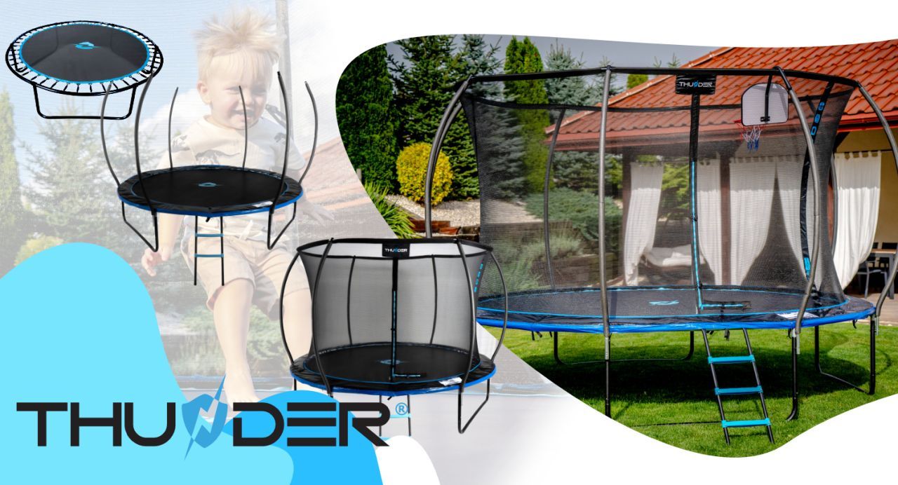 THUNDER OUTDOOR - INSIDE ULTRA 12 FT, BLUE - BELSŐ HÁLÓS SPORT TRAMBULIN 374 CM, FEKETE-KÉK(ELŐRENDELÉS)