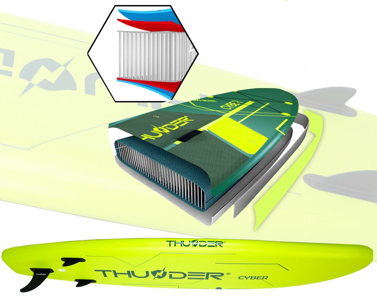 THUNDER OUTDOOR - CYBERSTORM 2.0 - SUP BOARD - SUP DESZKA KIEGÉSZÍTŐKKEL - 320 X 76 X 15 CM
