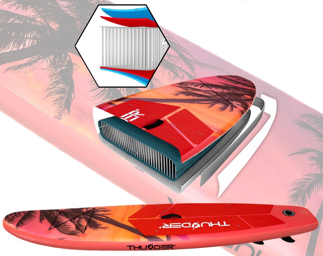 THUNDER OUTDOOR - MAUI - SUP BOARD - SUP DESZKA KIEGÉSZÍTŐKKEL - 320 X 76 X 15 CM