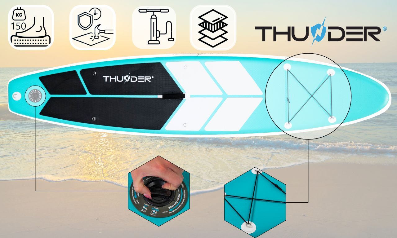 THUNDER OUTDOOR - AQUA 2.0 SUP BOARD - SUP DESZKA KIEGÉSZÍTŐKKEL - 320 X 76 X 15 CM THUNDER OUTDOOR - AQUA 2.0 SUP BOARD - SUP DESZKA KIEGÉSZÍTŐKKEL - 320 X 76 X 15 CM