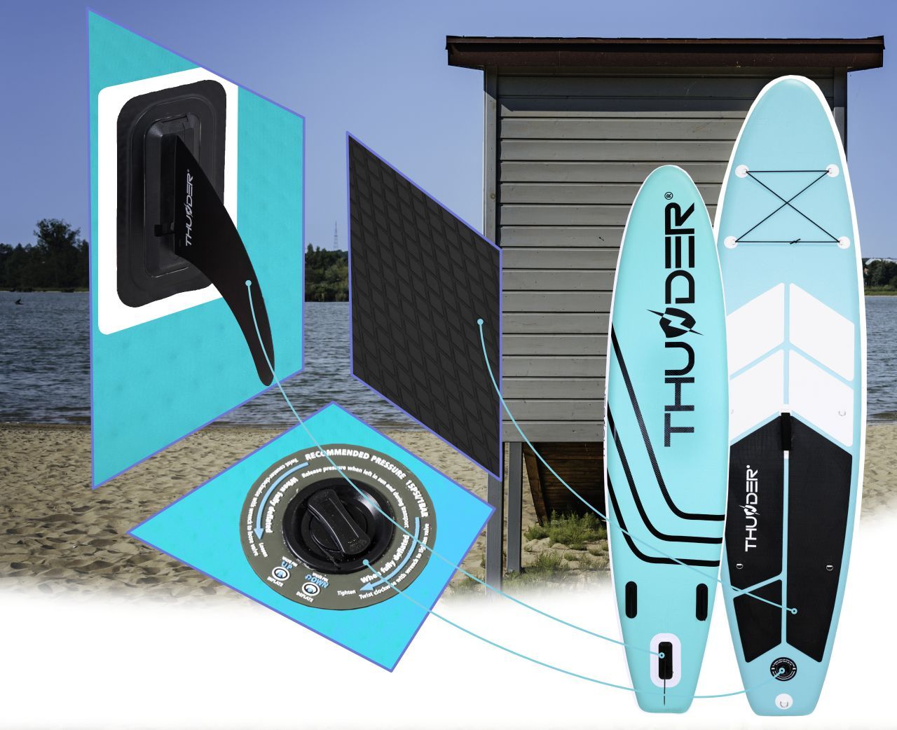 THUNDER OUTDOOR - AQUA 2.0 SUP BOARD - SUP DESZKA KIEGÉSZÍTŐKKEL - 320 X 76 X 15 CM THUNDER OUTDOOR - AQUA 2.0 SUP BOARD - SUP DESZKA KIEGÉSZÍTŐKKEL - 320 X 76 X 15 CM