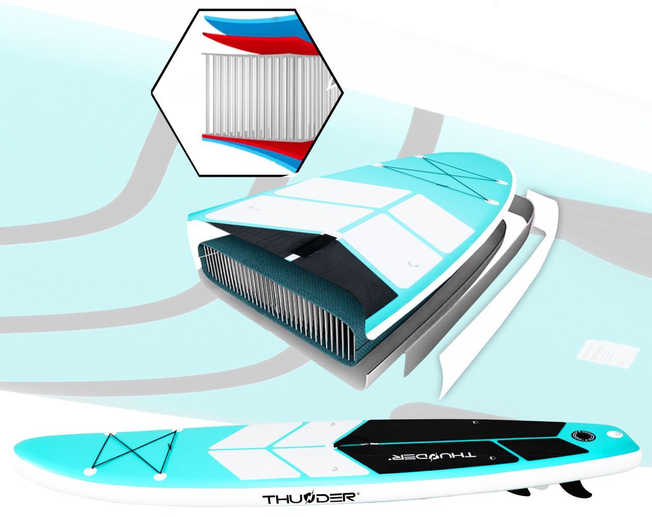 THUNDER OUTDOOR - AQUA 2.0 SUP BOARD - SUP DESZKA KIEGÉSZÍTŐKKEL - 320 X 76 X 15 CM THUNDER OUTDOOR - AQUA 2.0 SUP BOARD - SUP DESZKA KIEGÉSZÍTŐKKEL - 320 X 76 X 15 CM
