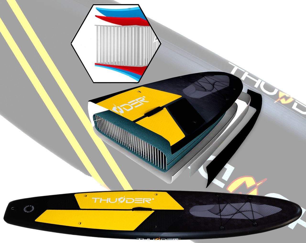 THUNDER OUTDOOR - ONYX SUP BOARD - SUP DESZKA KIEGÉSZÍTŐKKEL - 320 X 76 X 15 CM