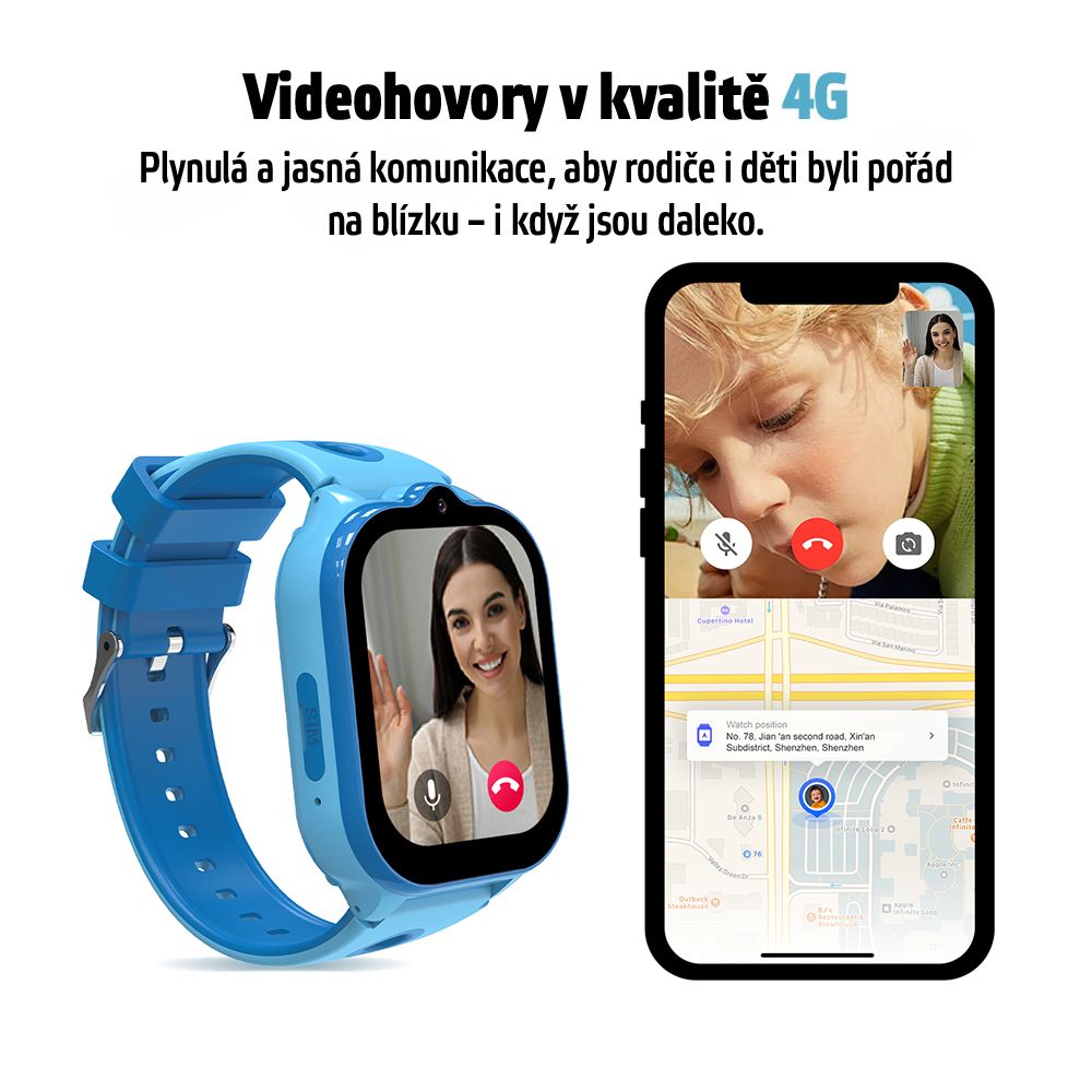 Gyerek okosóra inSPORTline Melino, GPS, SOS gomb, érintőképernyős vezérlés, Wi-Fi helymeghatározás