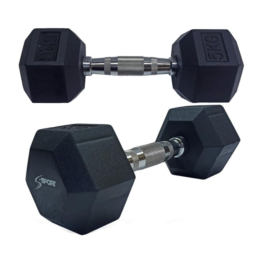 S-SPORT - HATSZÖGLETŰ GUMIS KÉZISÚLYZÓ - 5 KG