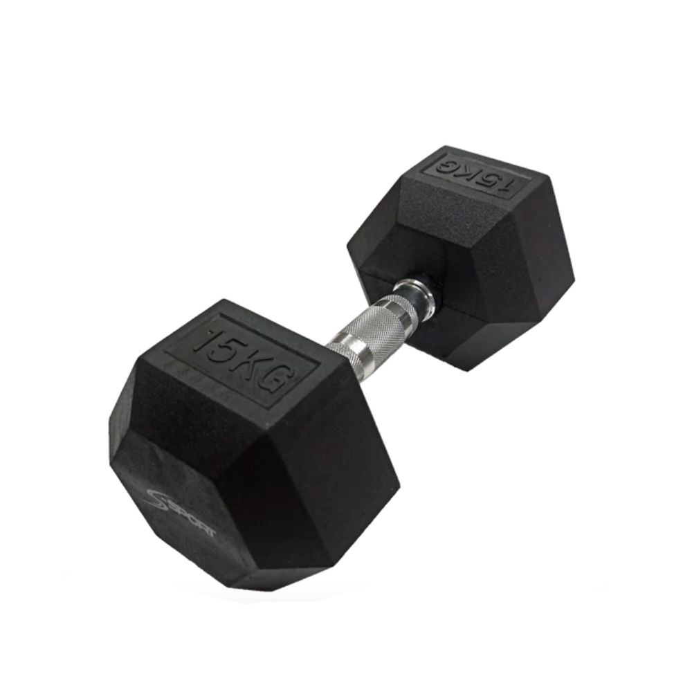 S-SPORT - HATSZÖGLETŰ GUMIS KÉZISÚLYZÓ - 15 KG 