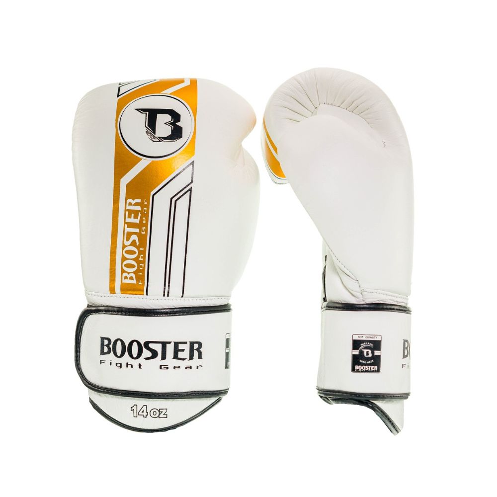 BOOSTER PRO RANGE - BOXING GLOVES - BGL V9 WHITE/GOLD BOOSTER PRO RANGE - BOXING GLOVES - BGL V9 WHITE/GOLD